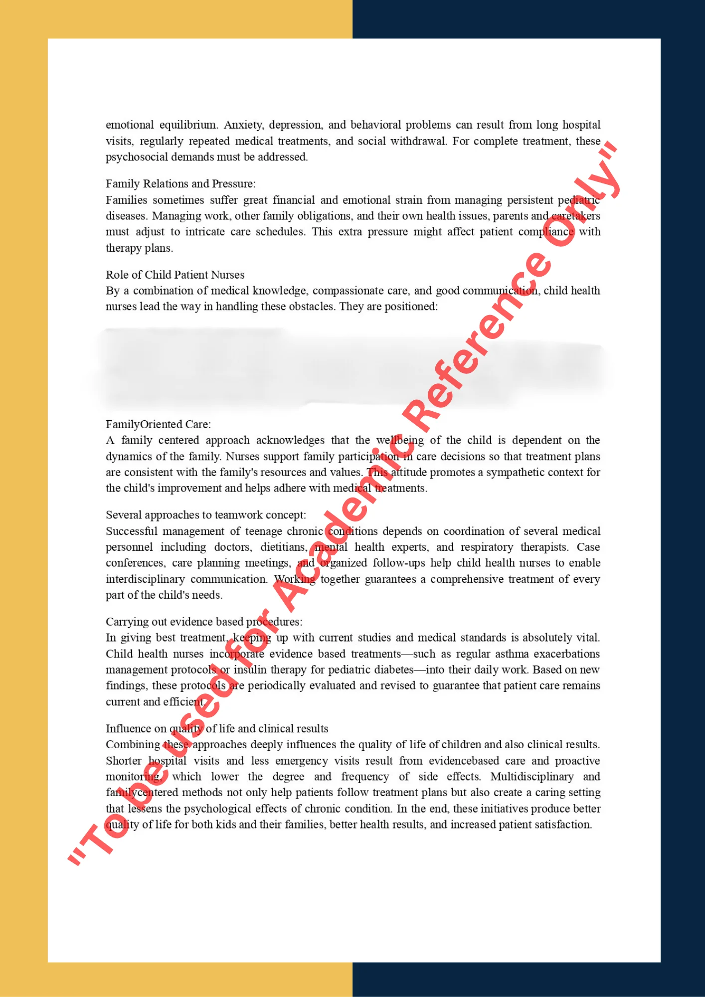 Assignment Sample Of Subject CHN 501 – Child Health Nursing 1